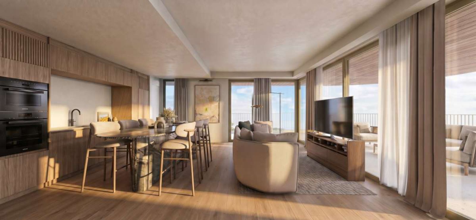 04 modern open plan living room with balcony view